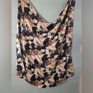 Vintage 1994 Nicole Miller Wine cheese Silk Scarf Whimsical Artsy